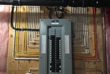 Electrical service panel upgrade in progress
